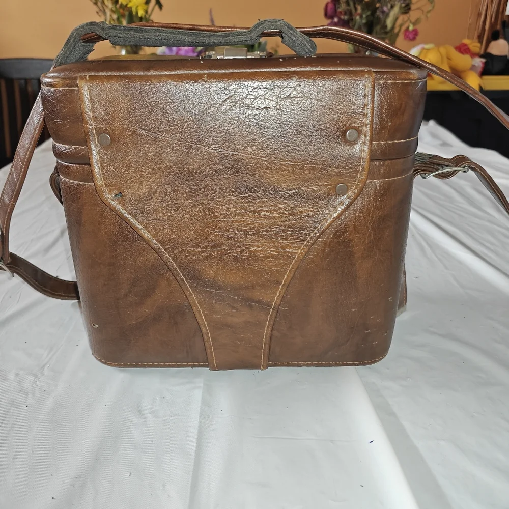 Vintage Brown Faux Leather Case with Buckle Strap Camera Storage Case